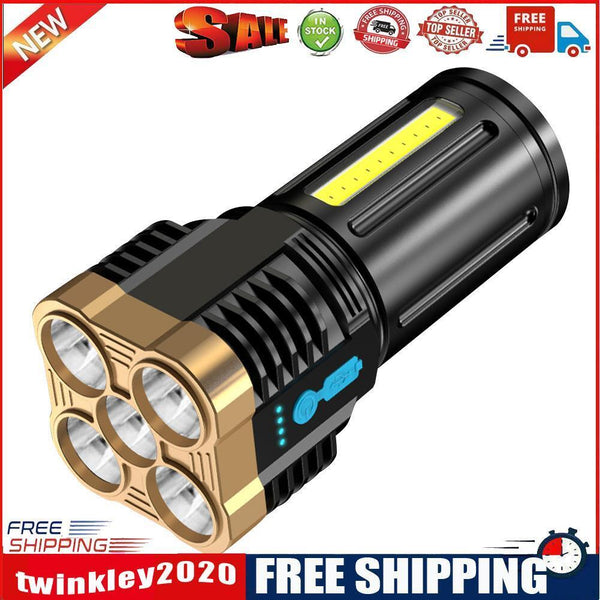 COB+LED 500LM Portable Flashlight USB Rechargeable Power Display Torch