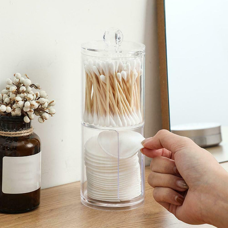 Cotton Swab Storage Box Makeup Organizer Bathroom Jar Swab Pad Cotton B6X5
