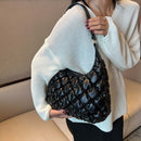 Women Quilted Rhombic Pattern Shoulder Bag Leather Female Solid Clutch Handbag
