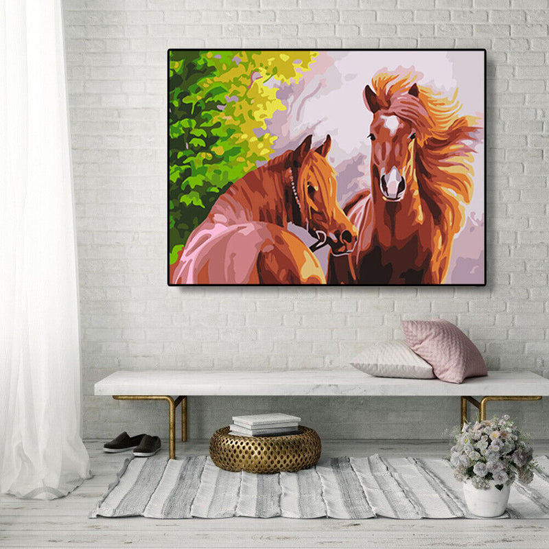 Hand Painted DIY Relax Horse Painting By Numbers Digital Oil Art Picture Decor