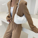 Retro Women Acrylic Chain Plush Underarm Bag Casual Small Handbags (White)