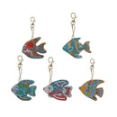 5pcs DIY Full Special Shaped Diamond Painting Cute Fish Keychain Decor Pendant