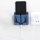 Phone Wall Mounted Holder with Plug Charging Sundries Organizer Box (Blue) Newly