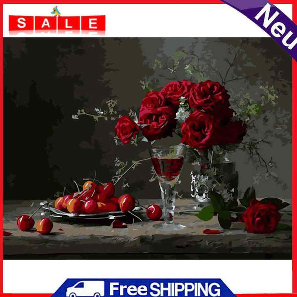 DIY Digital Painting By Numbers Rose Fruit Frameless Canvas Picture Wall Art
