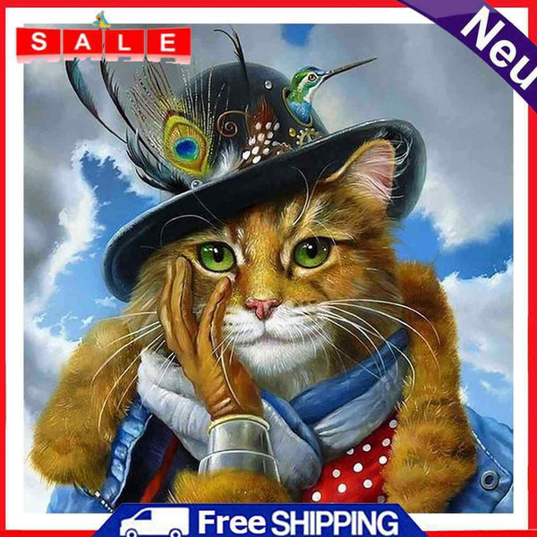 Oil Painting By Numbers Acrylic Handmade Gentleman Cat Digital Picture Art Decor