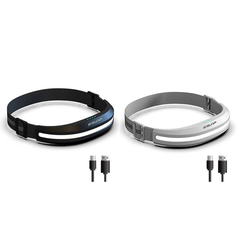 COB LED Flashlight Rechargeable Reflective Headlamp for Hiking Fishing (Black