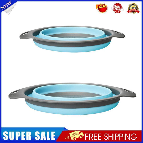 Round Folding Drain Basket Vegetable Fruits Storage Filter Basket (Both S L