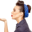 Print Bandana Hair Bands Women Unisex Square Scarf Turban Headband (Blue) Newly