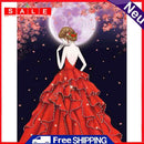 Special Shaped Ornaments Red Dress Girl Mosaic Kit DIY 5D Art Diamond Painting