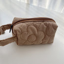 Women Quilted Flower Pattern Clutch Bag Mini Wallet Zipper Bag (Brown)