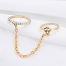 Women Men Party Jewelry Chain Rings Open Finger Rings Multi-layer Punk Rings
