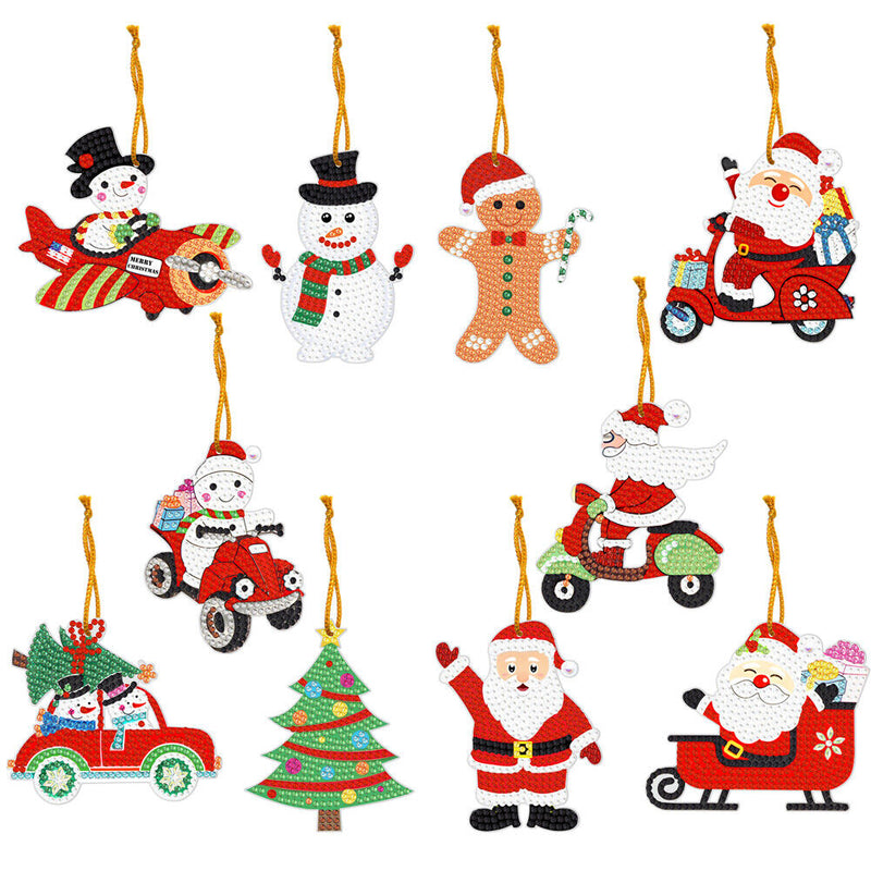 #A 10pcs Hanging Ornament Art Crafts 5D DIY for Kids Adults Cartoon Christmas Gi
