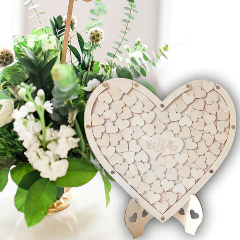 Heart Shaped Wedding Guestbook, Rustic Wood, Party Guestbook, Decoration,