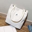Solid Color Art Style Shoulder Bags Canvas Groceries Totes Foldable Handbag