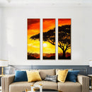 DIY Paint By Number Kit Tree Under Setting Sun Triptych Acrylic Paint Craft Gift