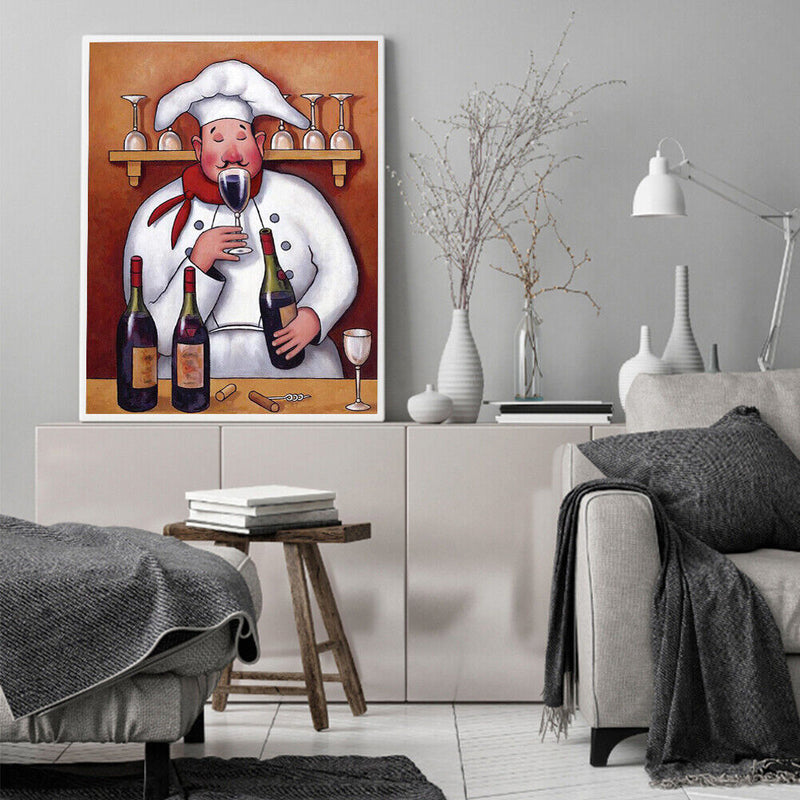 Oil Paint By Numbers Cook Frameless Picture Craft Kits for Home Living Room