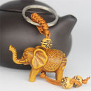 Buckle Animal Shape Carving Pendant Key Ring Wooden Keychain Key Holder