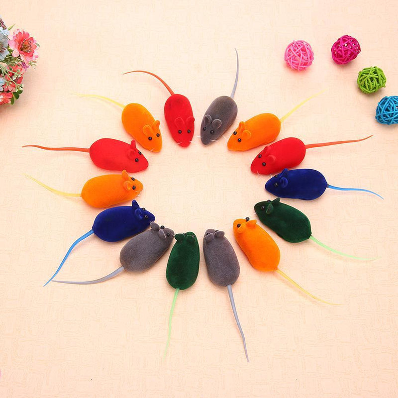 20pcs Flocking Mouse Shape Cat Toys Sound False Rat Pet Kitten Plaything