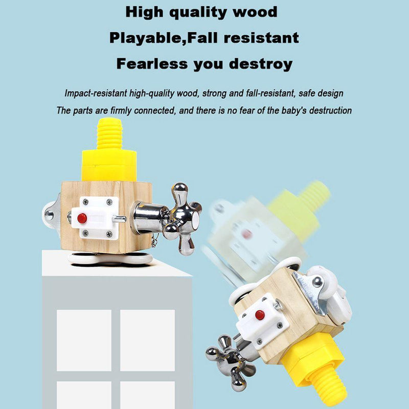 Development Wood Busy Board Early Learning Unlock Blocks Sensorial Game