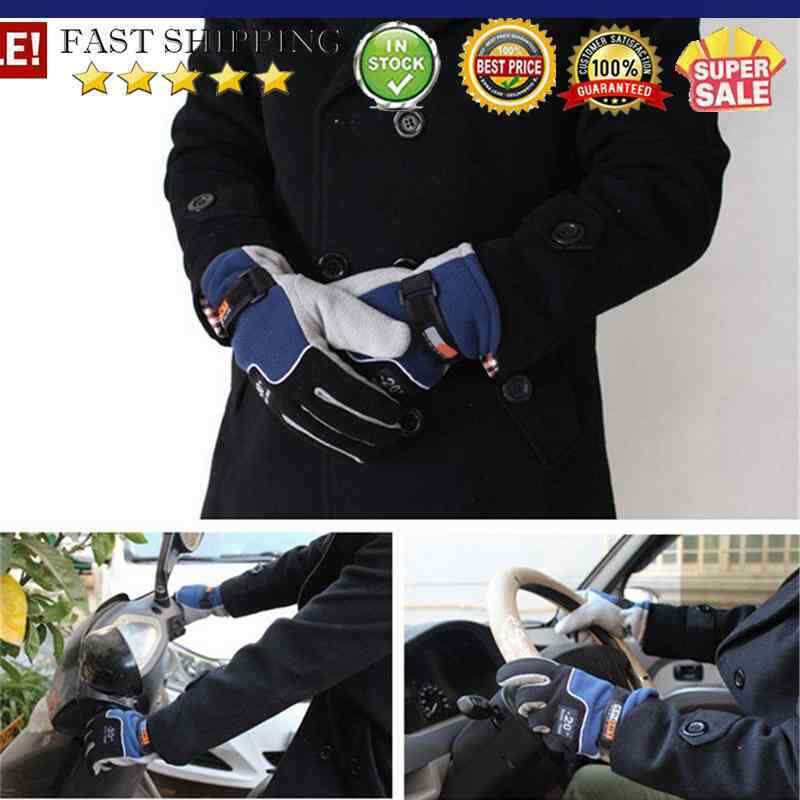 Men Winter Warm Fleece Thermal Motorcycle Ski Snow Snowboard Gloves Blue
