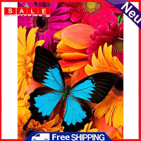 5D DIY Diamond Painting Blue Butterfly Full Round Drill Mosaic Art Picture Kits