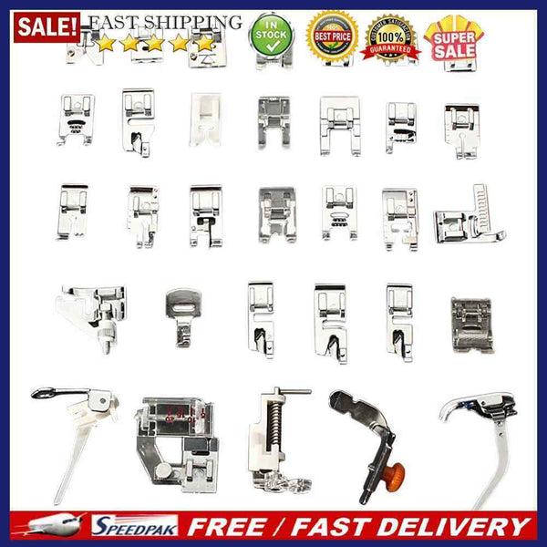 32 PCS Domestic Sewing Machine Foot Feet For Brother Singer Set