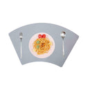 6pcs gray blue 30*50 fan-shaped placemat*1pcs32*32 mat round D1O9