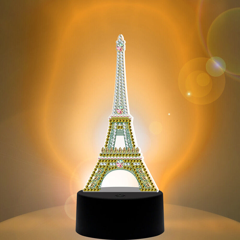 DIY Special Shaped Diamond Painting LED Light Iron Tower Embroidery Night Lamp