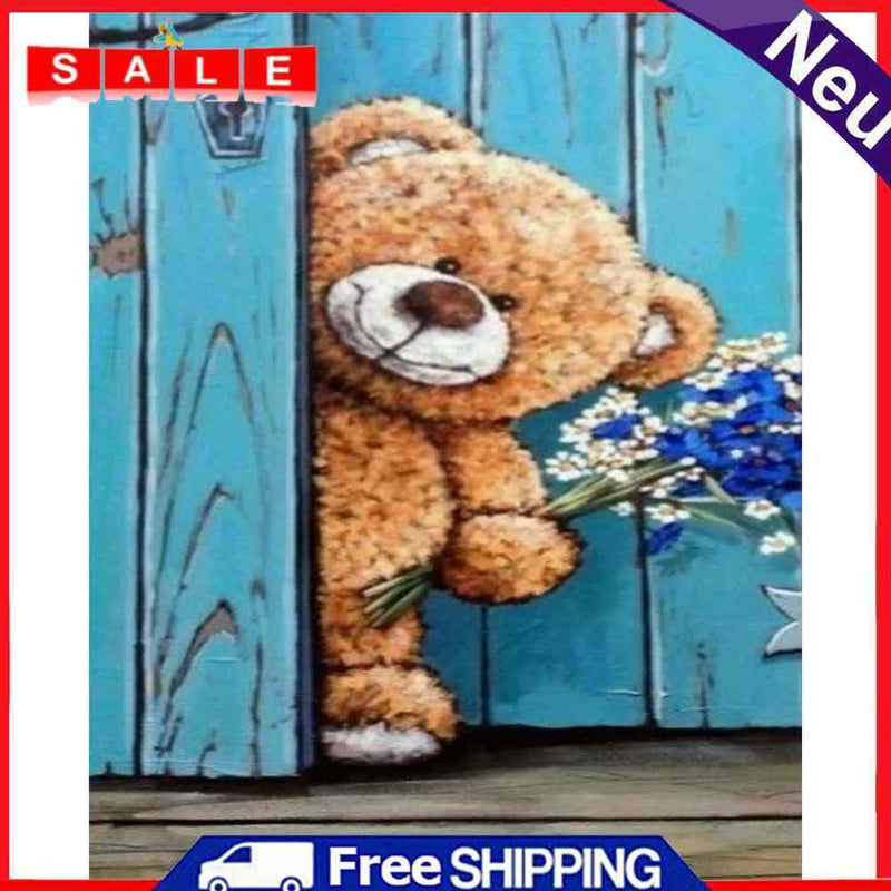 Bear by Door Oil Paint By Numbers DIY Frameless Drawing Picture Kit for Adults