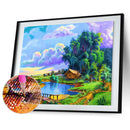 5D DIY Full Round Drill Diamond Painting Lake Scene Mosaic Rhinestone Draw