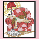 Full/Partial Cross Stitch Eco-cotton Needlework Kit Printed Dog DIY Handicraft