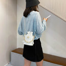 Fashion Women Drawstring Bucket Bag Alligator PU Chain Casual Crossbody Handbag