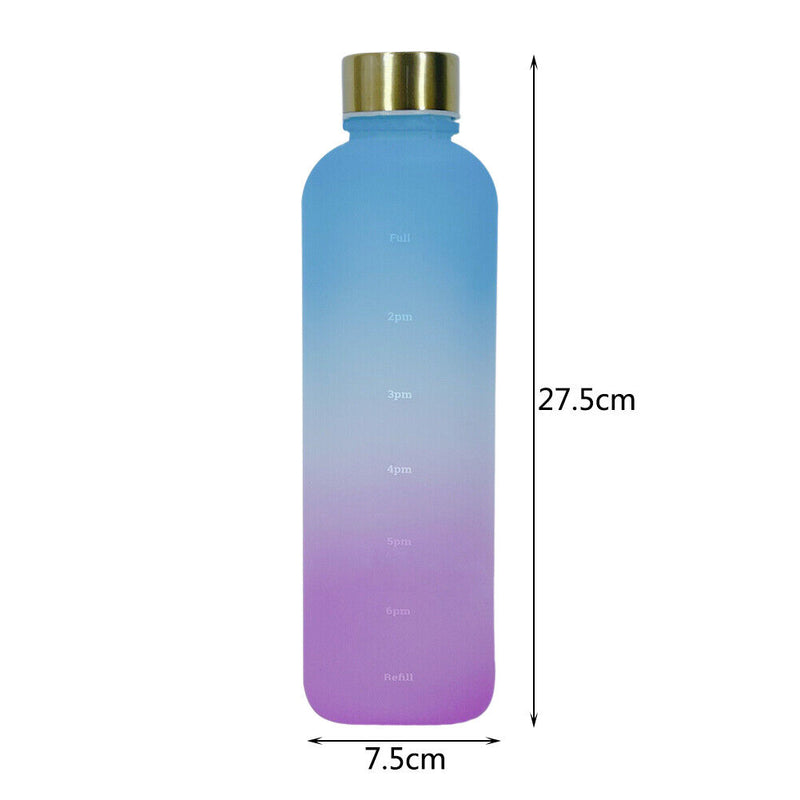 1L Large Capacity Water Bottle Plastic Water Cup (Blue Purple Gradient) Newly