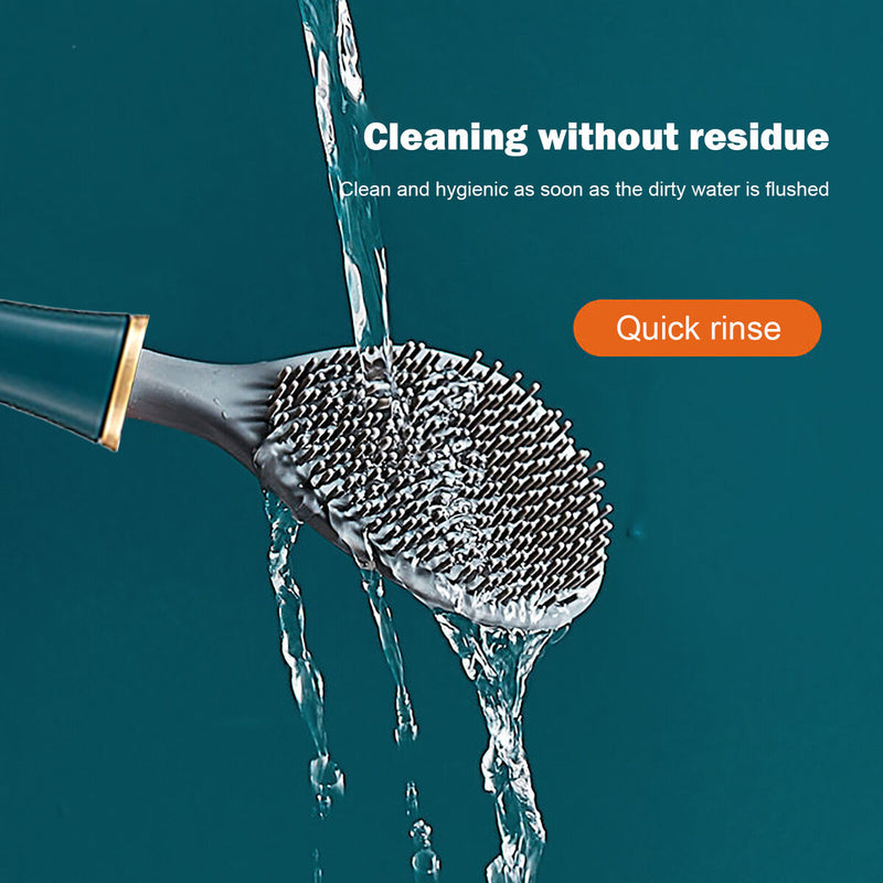 Toilet Brush with Holder Set Auto Wall-Mounted Deep-Cleaning (Dark Green)