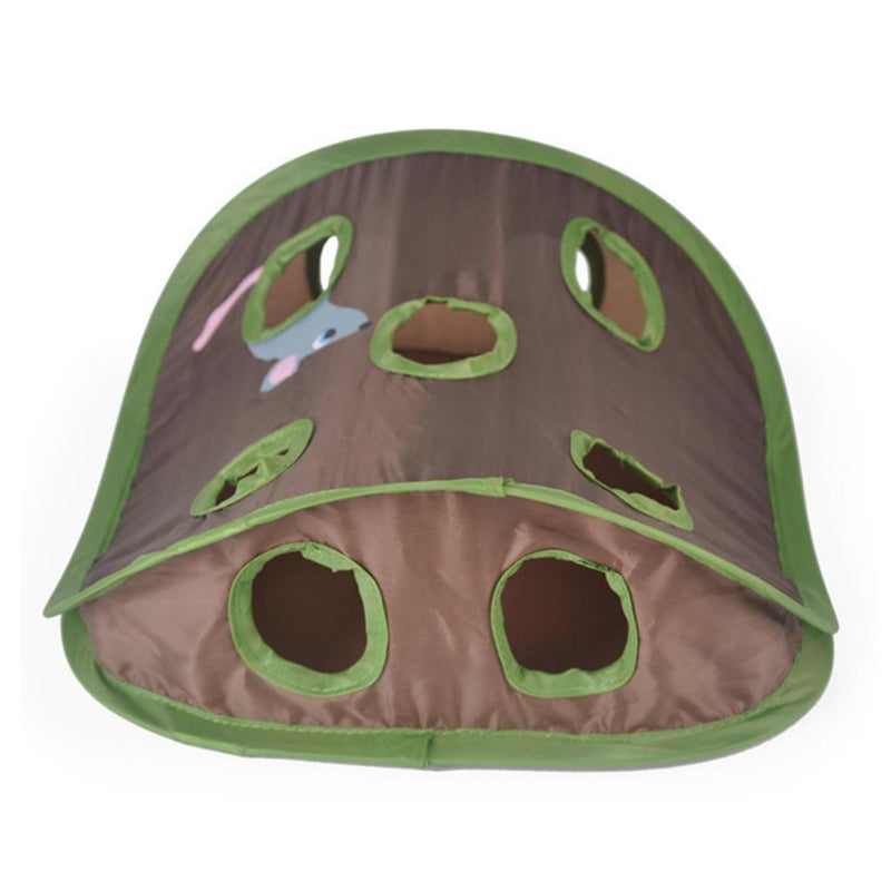 Cat Mice Bell Tent with 9 Holes Hide Tunnel Foldable Interactive Play Pet Toys