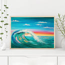 Sunset Wave Frameless Picture Oil Paint By Numbers Hand Painted Picture Kit