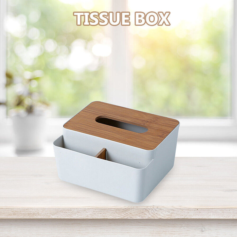 #A Tissue Box Wood Cover Napkin Holder Dispenser Home Desktop Paper Towel Storag