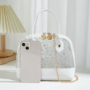 Clear Tote Crossbody Bag PVC Women Printed Star Shell Chain Shoulder Handbags