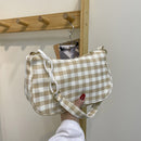 Fashion Women Oxford Cloth Plaid Print Underarm Bag Chain Handbags (Yellow)