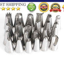 24pcs Stainless Iron Icing Piping Nozzles Pastry Cake Decorating Tool Set