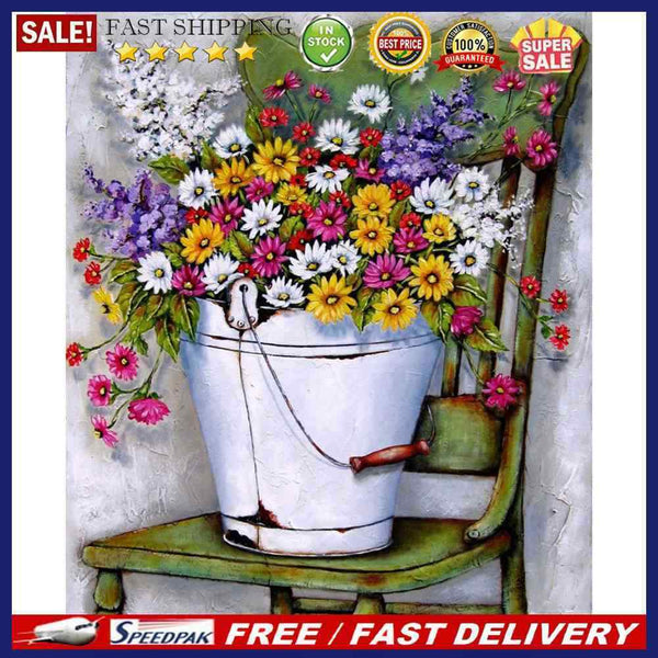 Chair Flower Oil Paint By Numbers Kits Canvas DIY Picture Hand Painted Wall A