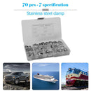 70pcs 7 Sizes Stainless Steel Single Ear Hose Clamps Fuel Air Pipe O Clips Newly