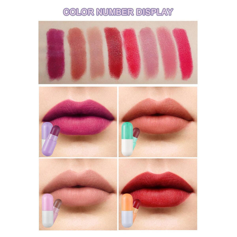 Capsule Lipstick Set 8pcs Waterproof Moisturizing Long Lasting Care Beauty ~