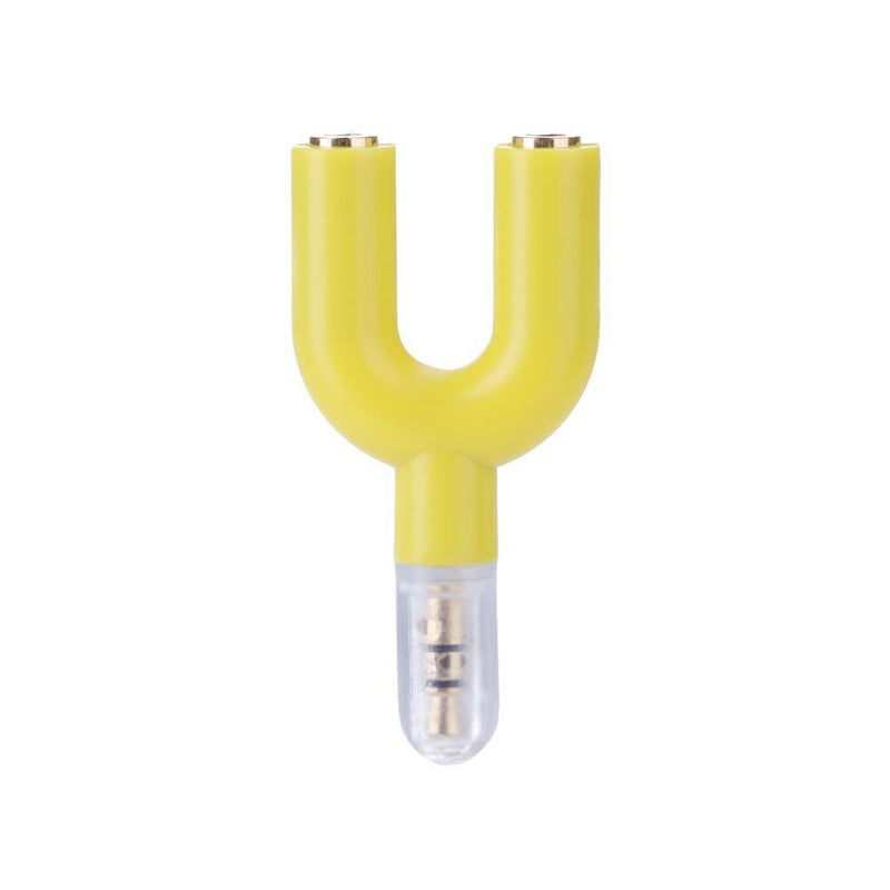 3.5mm Extension Earphone Audio Splitter 1 Male to 2 Female Adapter (Yellow)