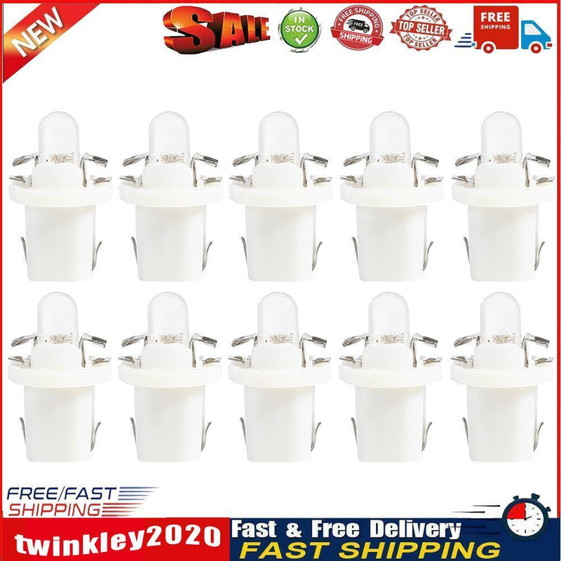 10pcs T5 B8.5D LED Car Light Auto Dashboard Instrument Light Bulbs (White) Newly