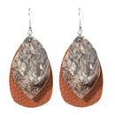 Double Layer Snakeskin Pattern Glitter PU Teardrop Earrings Women Jewelry