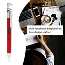 Multi-function Ballpoint Pen Phone Bracket Screwdriver Level Ruler (Red)
