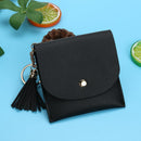 Fashion Mini Small Wallet Soft Leather Purse Tassel Card Coin Holder(Black)