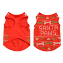 Cartoon Christmas Cotton Puppy Pets Dogs Costume T-Shirts (Bone Printing XS