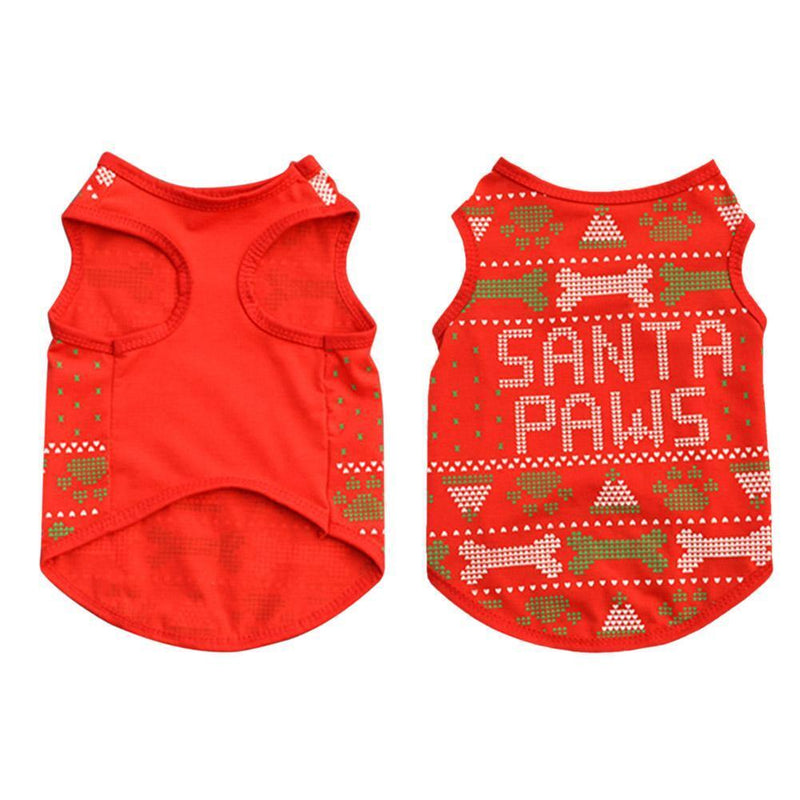 Cartoon Christmas Cotton Puppy Pets Dogs Costume T-Shirts (Bone Printing XS